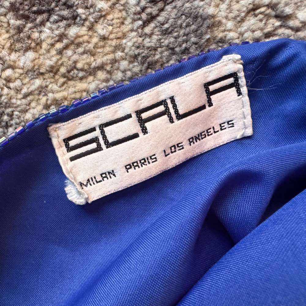 Vintage Scala Stunning Blue Sequin Silk Mini Dress - Picture 11 of 12